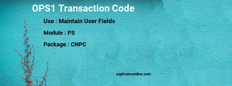 SAP OPS1 transaction code