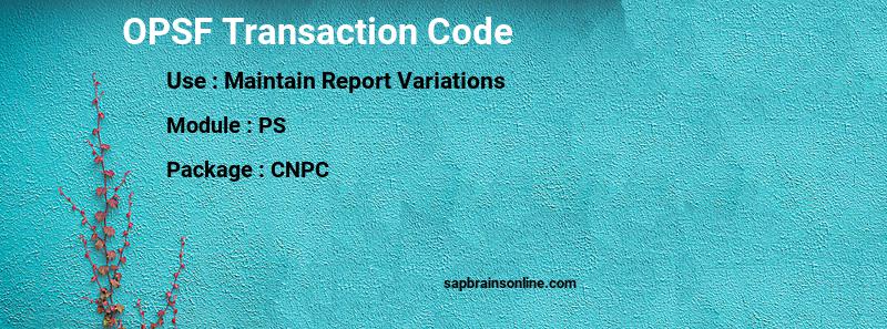 SAP OPSF transaction code