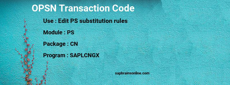 SAP OPSN transaction code