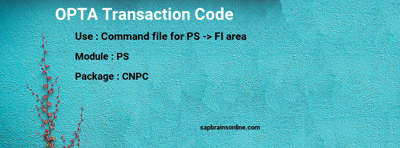 SAP OPTA transaction code