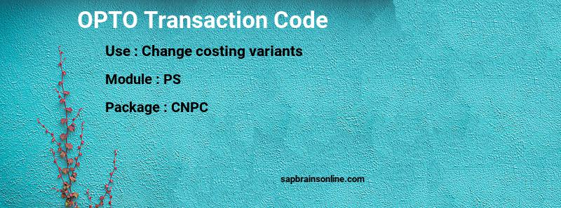 SAP OPTO transaction code