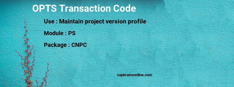 SAP OPTS transaction code