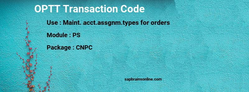 SAP OPTT transaction code