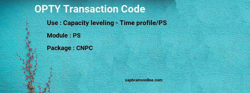 SAP OPTY transaction code