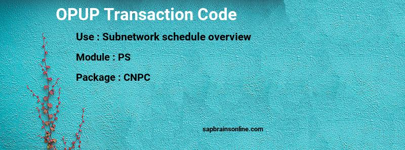 SAP OPUP transaction code