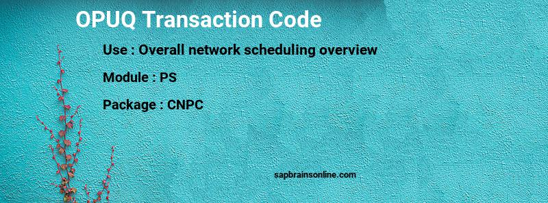 SAP OPUQ transaction code
