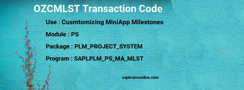 SAP OZCMLST transaction code