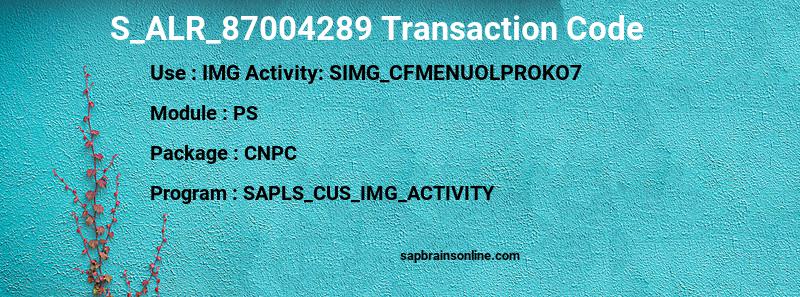 SAP S_ALR_87004289 transaction code