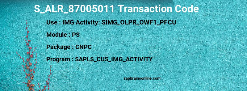 SAP S_ALR_87005011 transaction code