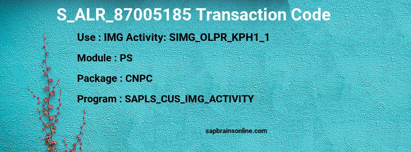 SAP S_ALR_87005185 transaction code