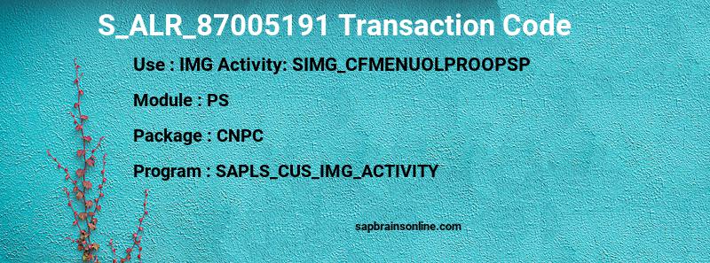 SAP S_ALR_87005191 transaction code
