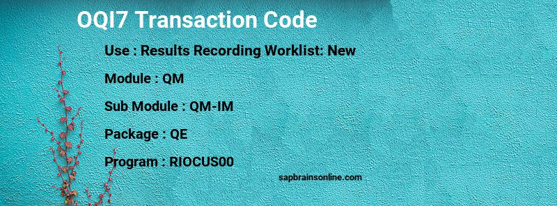 SAP OQI7 transaction code