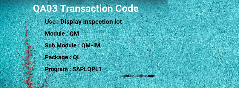 SAP QA03 transaction code