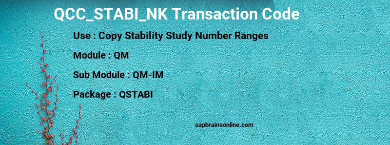 SAP QCC_STABI_NK transaction code