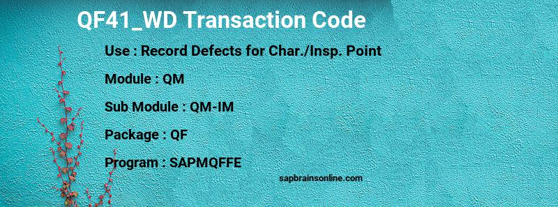 SAP QF41_WD transaction code