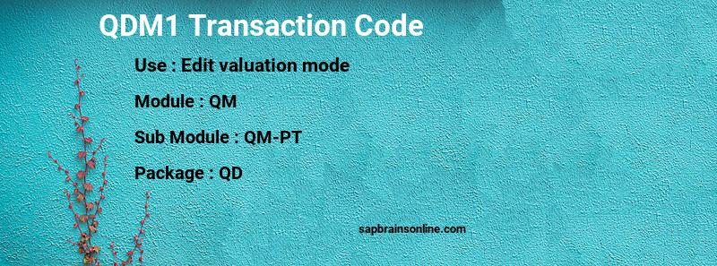 SAP QDM1 transaction code