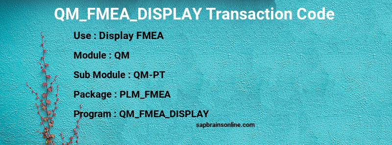 SAP QM_FMEA_DISPLAY transaction code