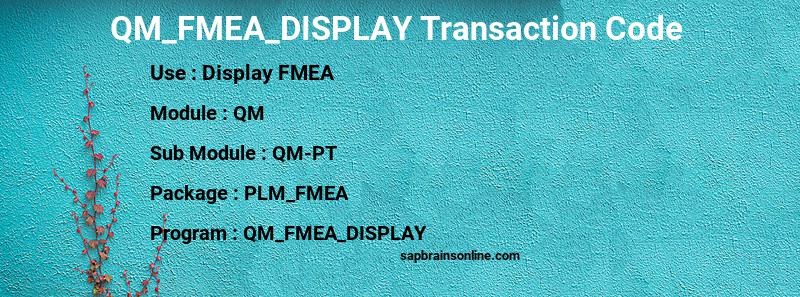 SAP QM_FMEA_DISPLAY transaction code