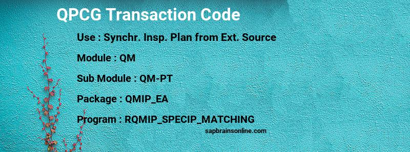 SAP QPCG transaction code