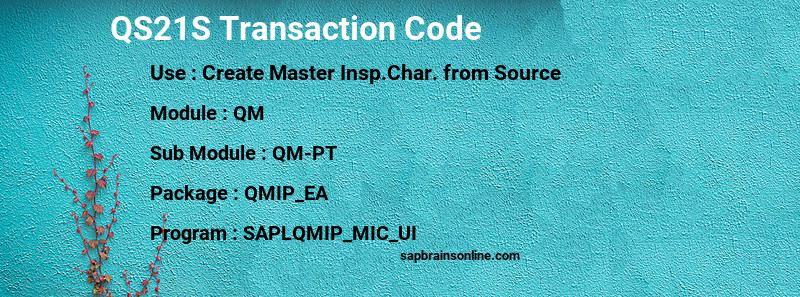 SAP QS21S transaction code