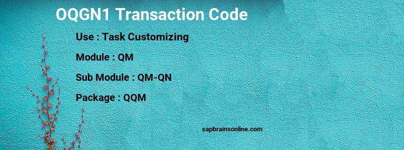 SAP OQGN1 transaction code