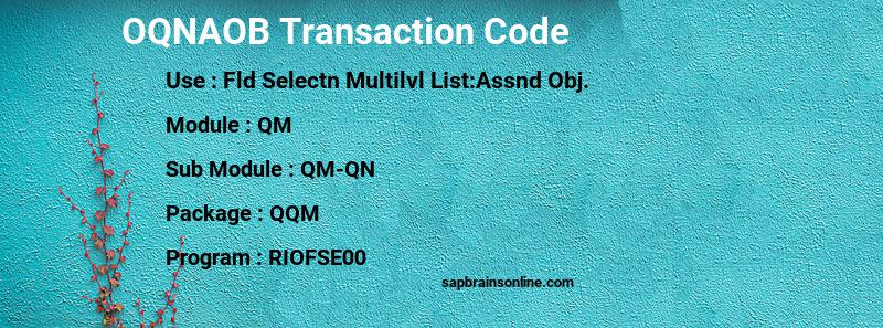 SAP OQNAOB transaction code