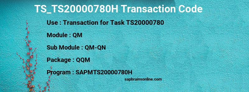 SAP TS_TS20000780H transaction code
