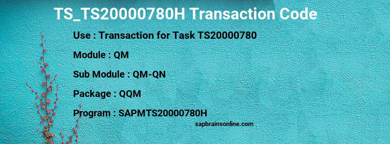 SAP TS_TS20000780H transaction code