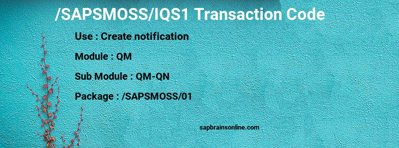 SAP /SAPSMOSS/IQS1 transaction code