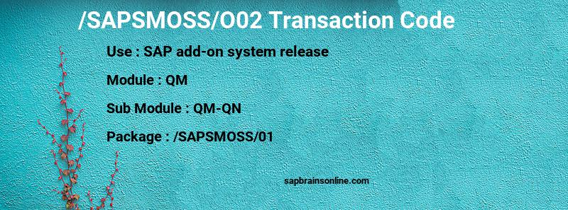 SAP /SAPSMOSS/O02 transaction code
