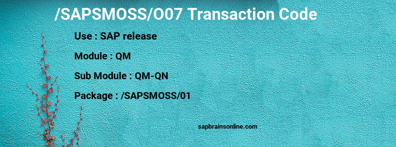 SAP /SAPSMOSS/O07 transaction code