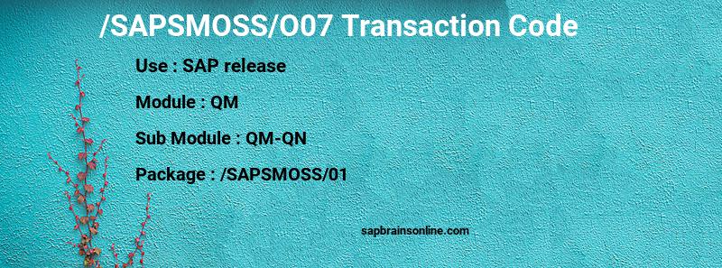 SAP /SAPSMOSS/O07 transaction code