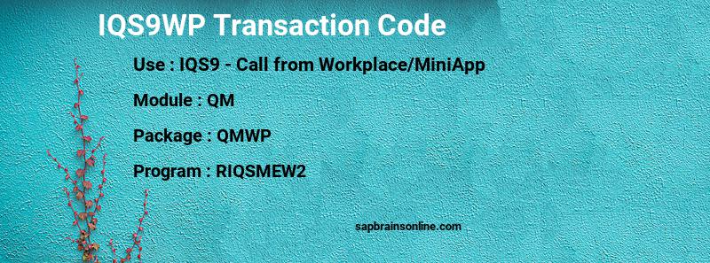 SAP IQS9WP transaction code