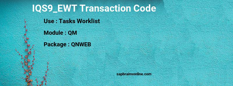 SAP IQS9_EWT transaction code
