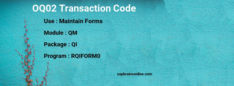 SAP OQ02 transaction code
