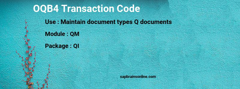 SAP OQB4 transaction code