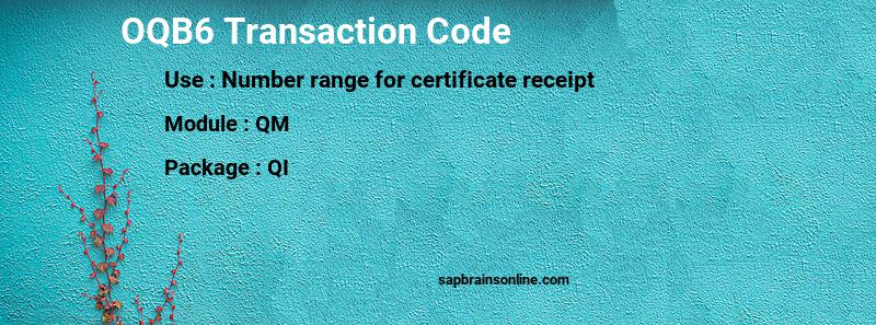 SAP OQB6 transaction code