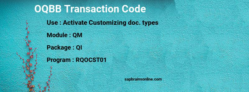 SAP OQBB transaction code