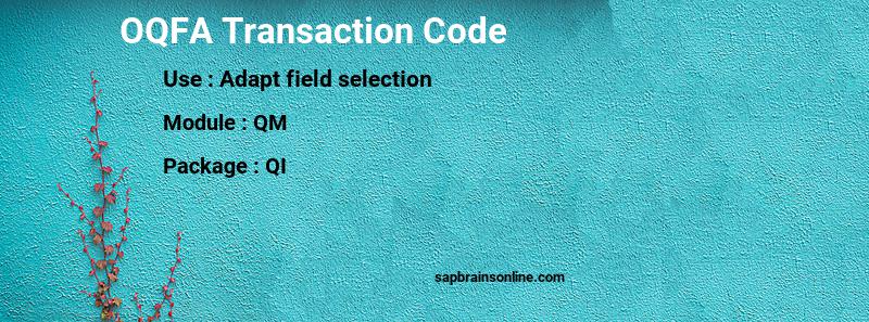 SAP OQFA transaction code