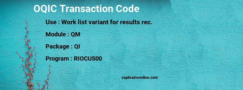 SAP OQIC transaction code