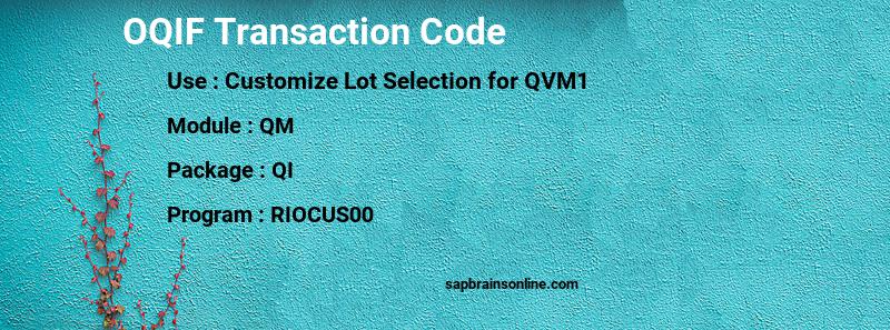 SAP OQIF transaction code