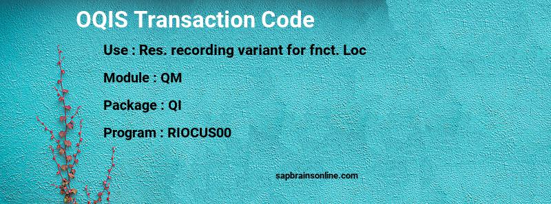 SAP OQIS transaction code