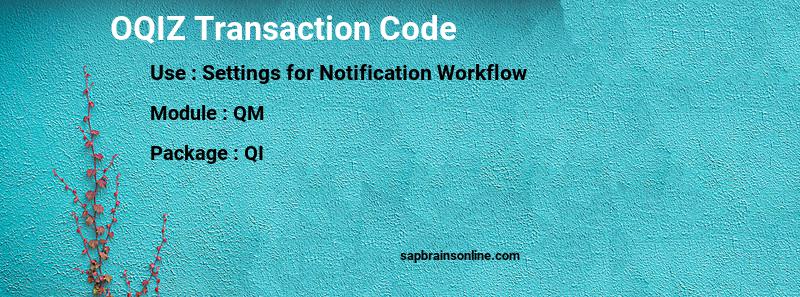 SAP OQIZ transaction code