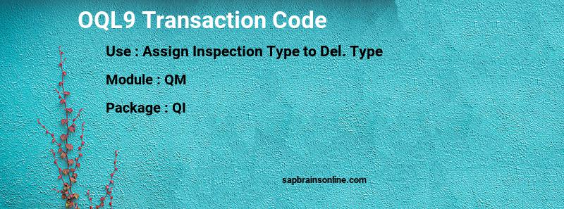 SAP OQL9 transaction code