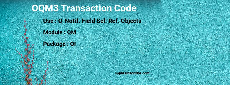 SAP OQM3 transaction code