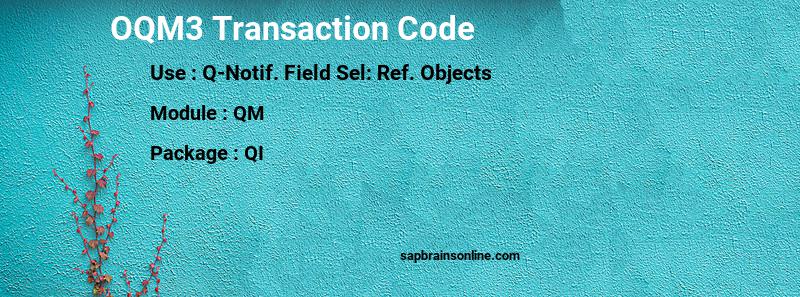 SAP OQM3 transaction code