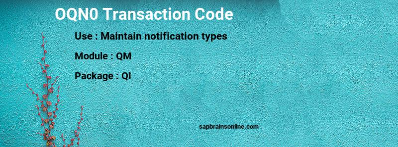 SAP OQN0 transaction code