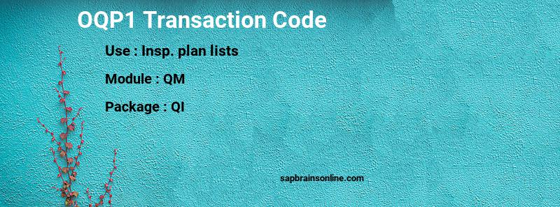 SAP OQP1 transaction code