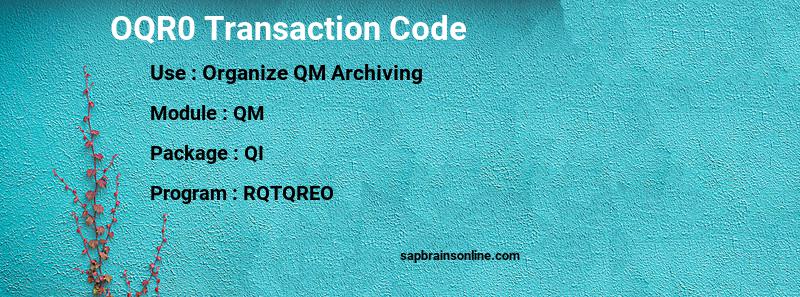 SAP OQR0 transaction code