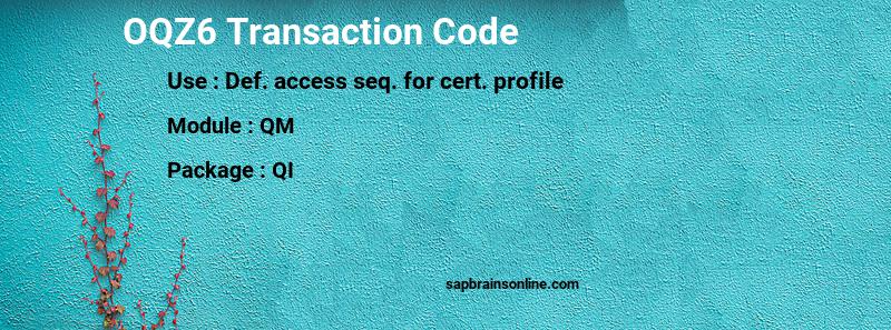 SAP OQZ6 transaction code